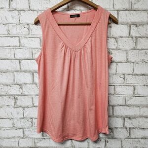 Ofeefan Women's Coral V-Neck Flowy Sleeveless Top Size L